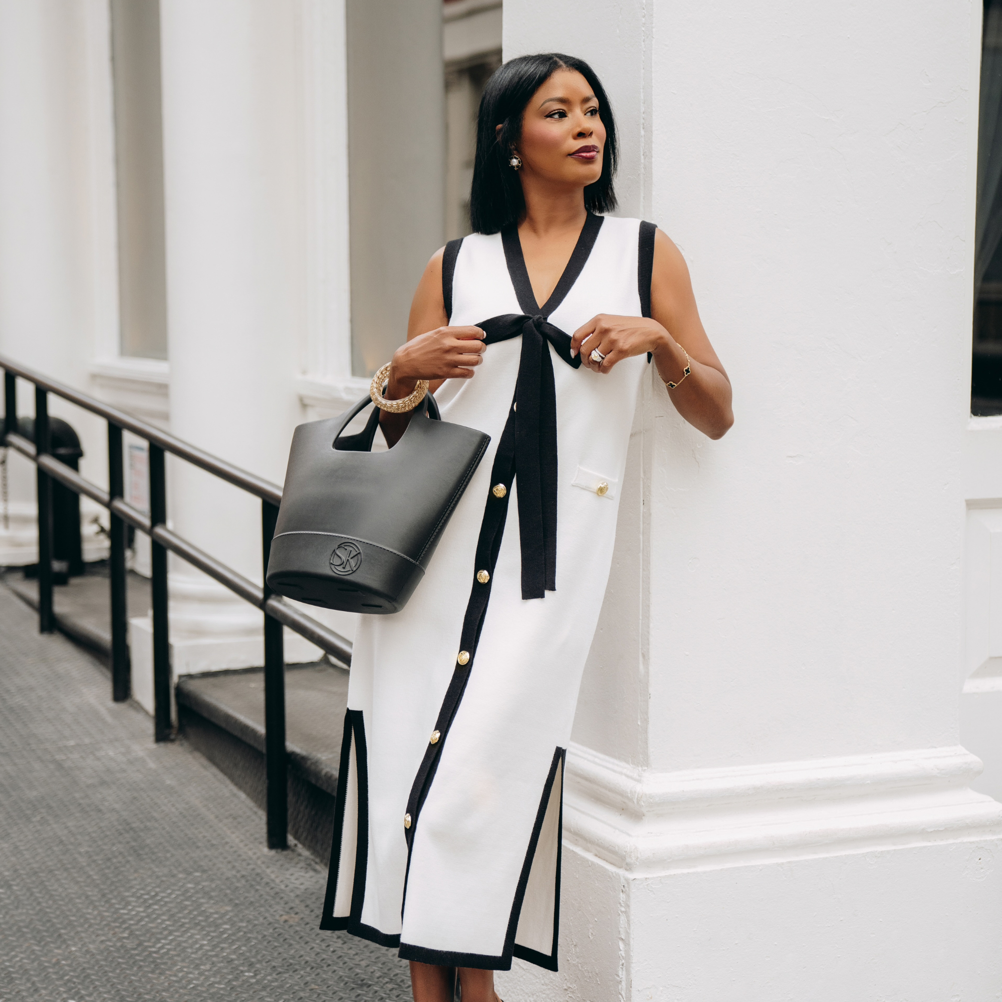 Black Kennedy Tote on womans arm