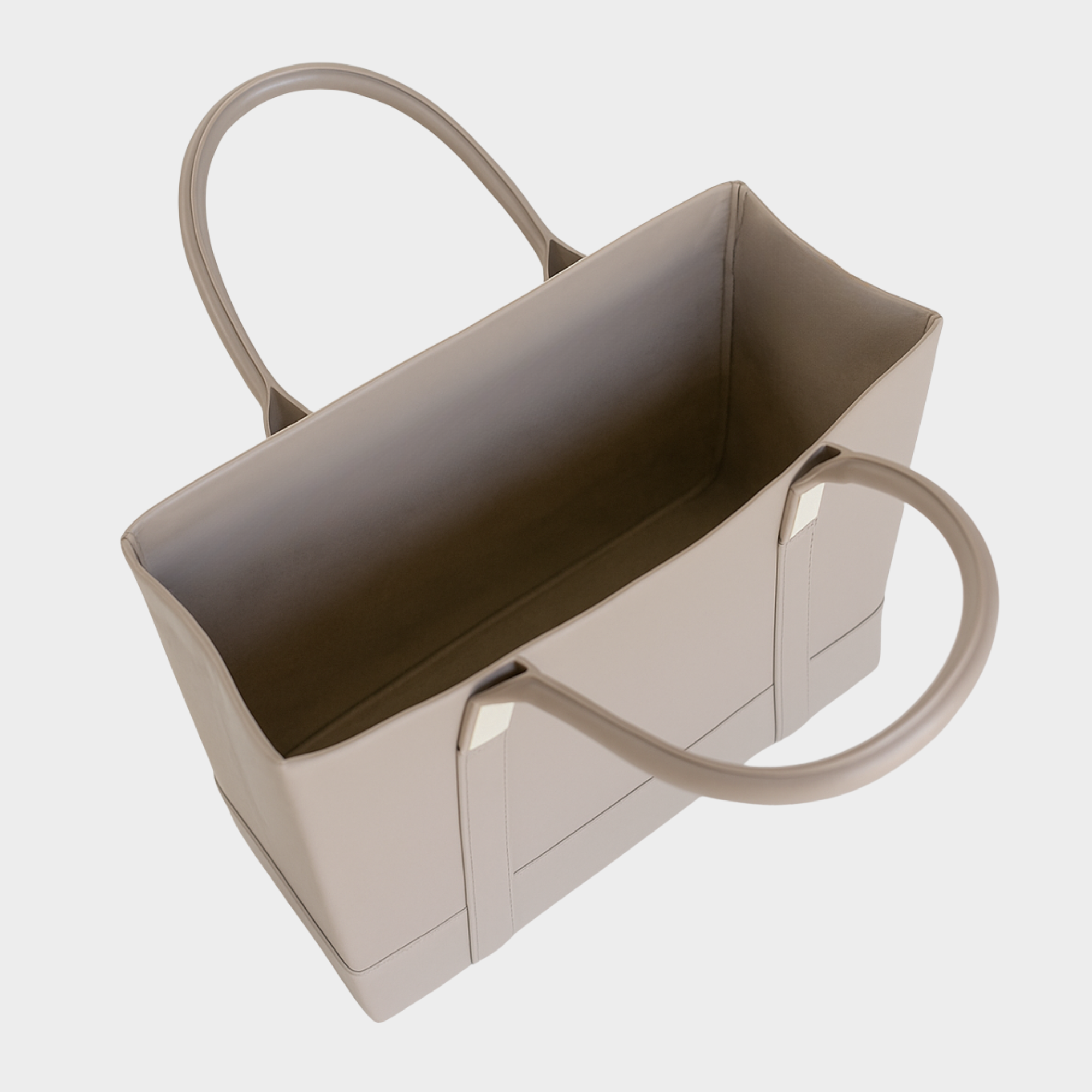 Almond tote with two handles on a light gray background